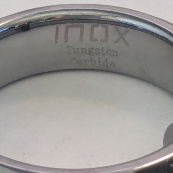 INOX Gun Metal Tungsten Carbide Diamond Chip Men's Wedding Band Size 10 - Picture 6 of 6